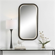 Bowery Hill Rectangle Contemporary Metal and MDF Mirror in Black/Gold