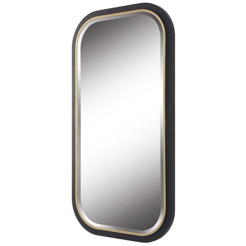 Bowery Hill Rectangle Contemporary Metal and MDF Mirror in Black/Gold