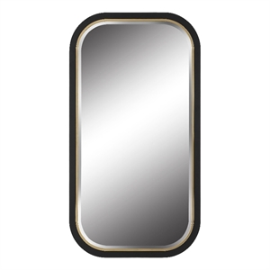 Bowery Hill Rectangle Contemporary Metal and MDF Mirror in Black/Gold