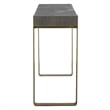 Bowery Hill Contemporary MDF Ash Veneer Iron Console Table in Brass/Woodtone