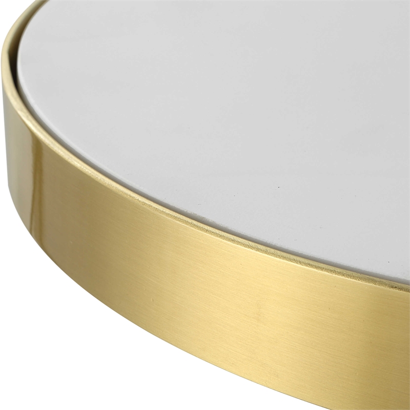 Bowery Hill Contemporary Concrete and Metal Accent Table in Brass/White