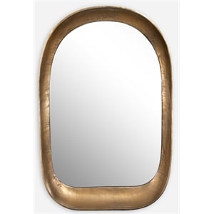 Bowery Hill Contemporary Cast Aluminum/Glass Arch Mirror in Antique Brass