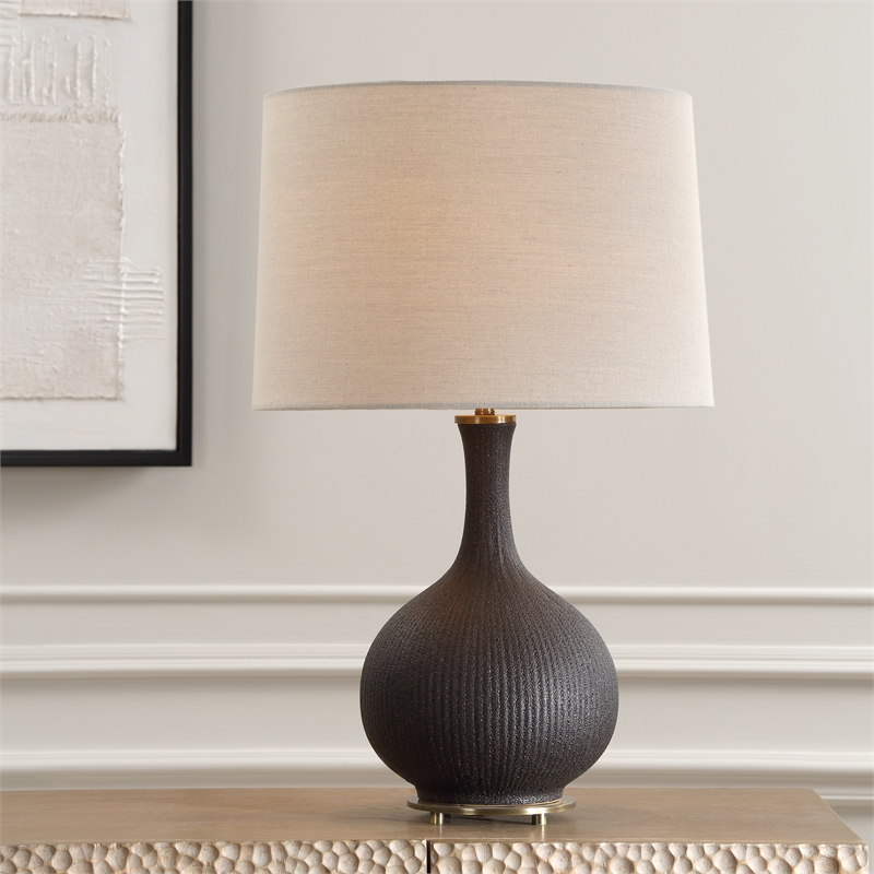 Bowery Hill Contemporary Accent Black Glaze Ceramic Table Lamp