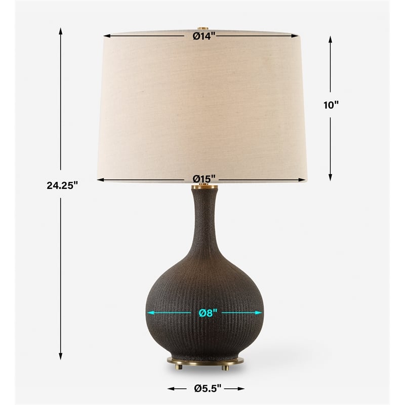 Bowery Hill Contemporary Accent Black Glaze Ceramic Table Lamp