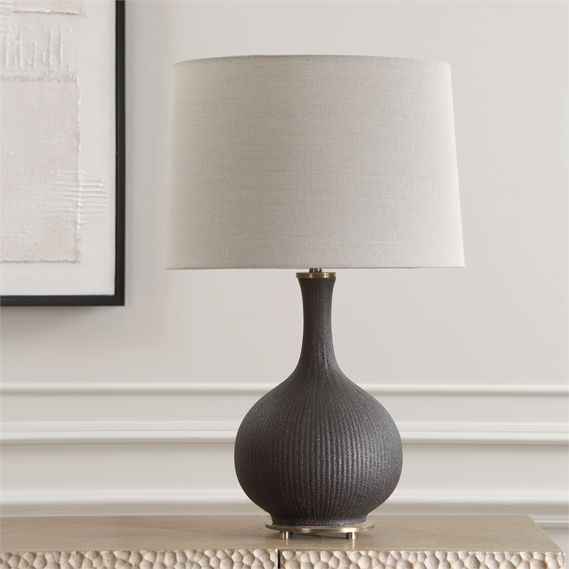 Bowery Hill Contemporary Accent Black Glaze Ceramic Table Lamp
