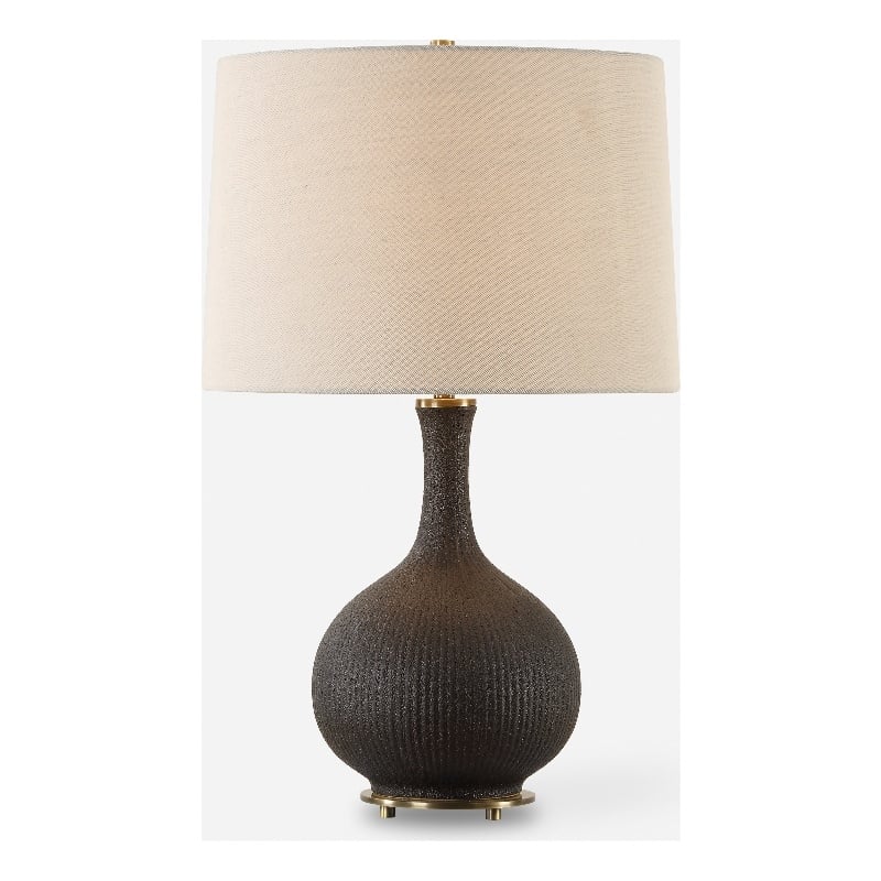 Bowery Hill Contemporary Accent Black Glaze Ceramic Table Lamp