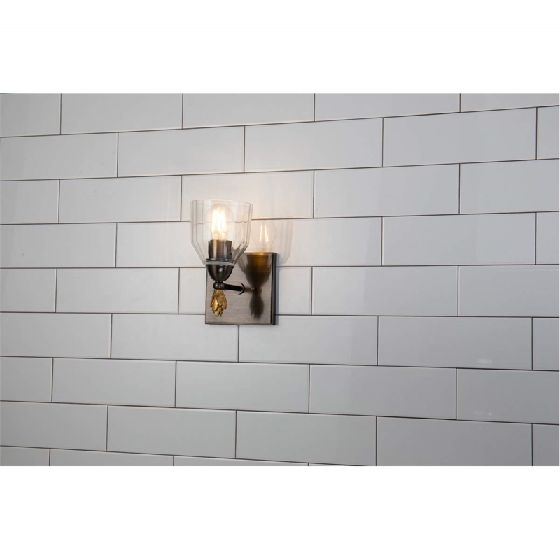 Bowery Hill 1-light Flame-shaped Metal Bath Vanity Light in Dark Bronze