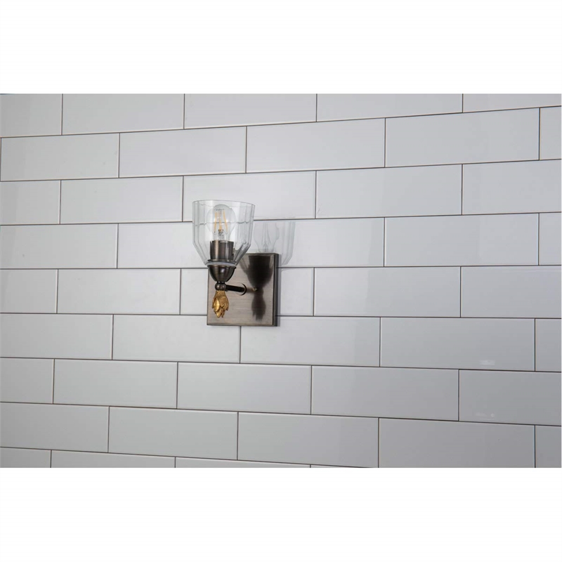 Bowery Hill 1-light Flame-shaped Metal Bath Vanity Light in Dark Bronze