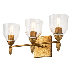 Bowery Hill 3-light Acorn-shaped Bath Vanity Light in Antique Gold