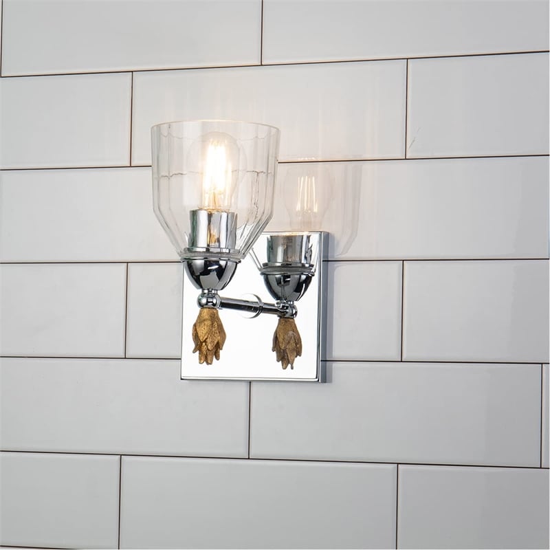 Bowery Hill 1-light Gold Flame-shaped Bath Vanity Light in Chrome