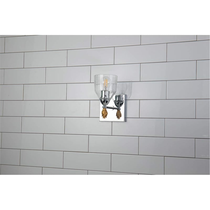 Bowery Hill 1-light Gold Flame-shaped Bath Vanity Light in Chrome