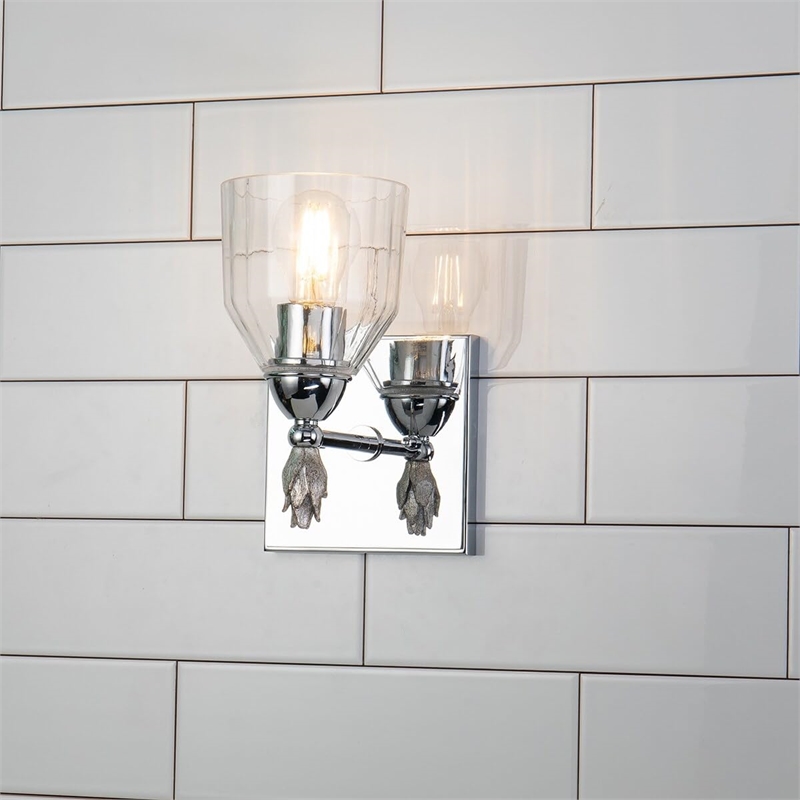 Bowery Hill 1-light Silver Flame-shaped Bath Vanity Light in Chrome