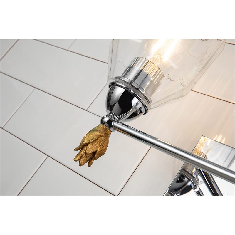 Bowery Hill 2-light Gold Flame-shaped Bath Vanity Light in Chrome