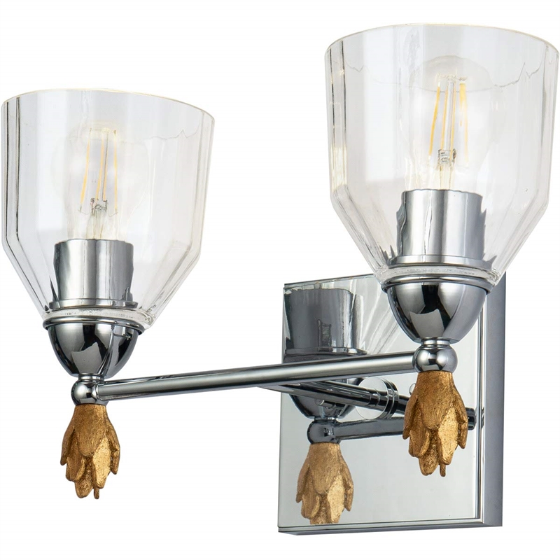 Bowery Hill 2-light Gold Flame-shaped Bath Vanity Light in Chrome
