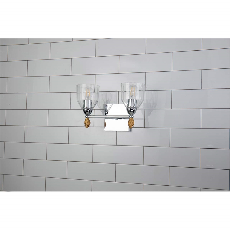Bowery Hill 2-light Gold Flame-shaped Bath Vanity Light in Chrome