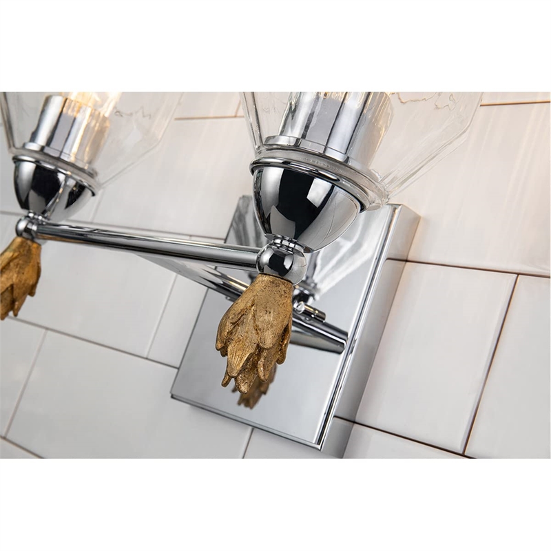 Bowery Hill 2-light Gold Flame-shaped Bath Vanity Light in Chrome