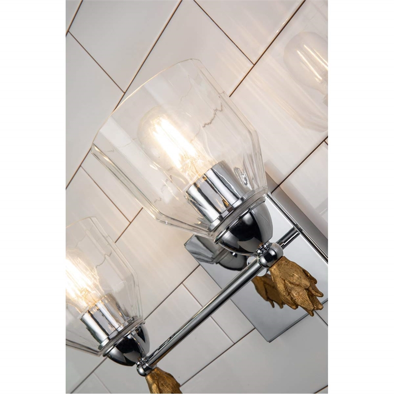 Bowery Hill 2-light Gold Flame-shaped Bath Vanity Light in Chrome