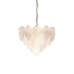 Bowery Hill Transitional 7-light Textured Glass Chandelier in Aged Brass