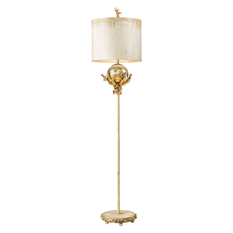 Bowery Hill Metal Floor Lamp with Gold/Silver Accents in Putty