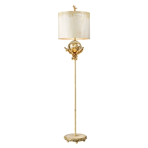 Bowery Hill Metal Floor Lamp with Gold/Silver Accents in Putty