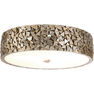 Bowery Hill 16&quot Round 3-light Transitional Metal Flush Mount in Silver