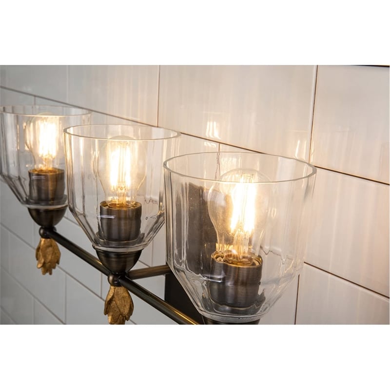 Bowery Hill 3-light Flame-shaped Metal Bath Vanity Light in Dark Bronze
