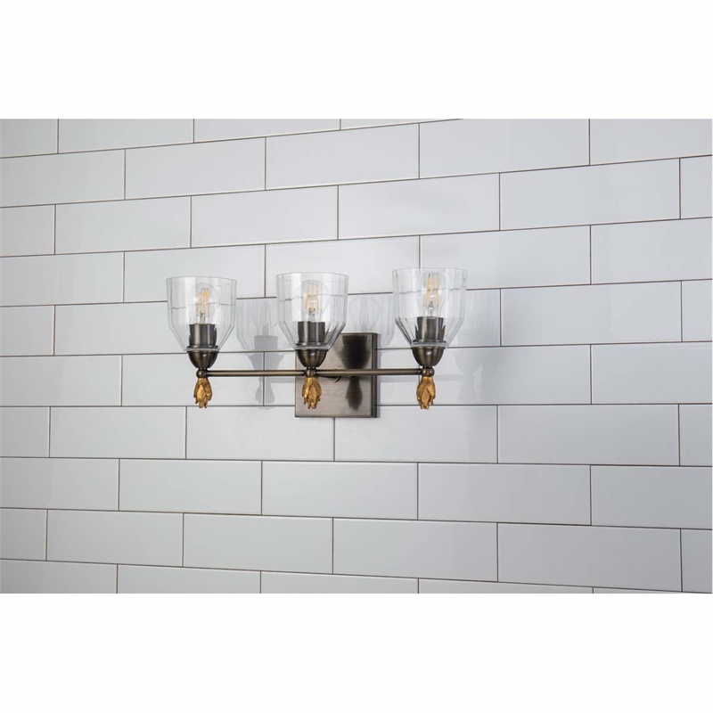 Bowery Hill 3-light Flame-shaped Metal Bath Vanity Light in Dark Bronze