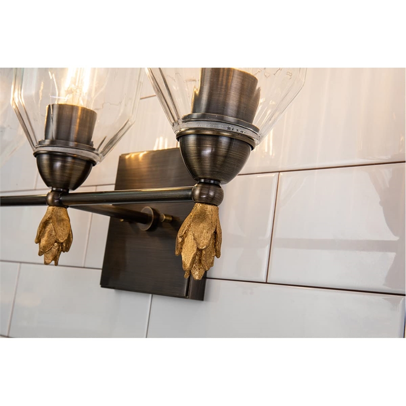 Bowery Hill 3-light Flame-shaped Metal Bath Vanity Light in Dark Bronze
