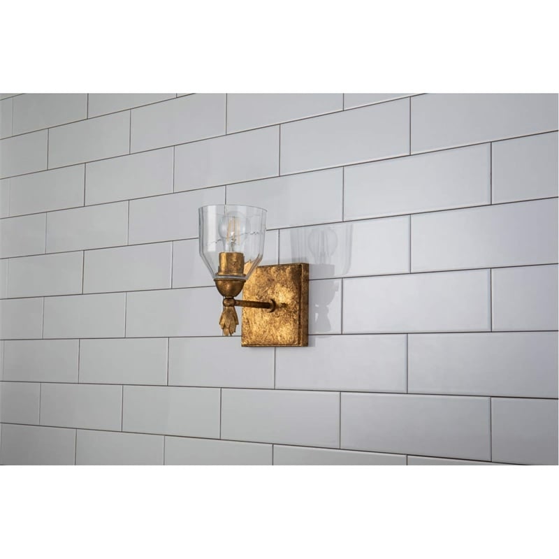 Bowery Hill 1-light Flame-shaped Bath Vanity Light in Antique Gold