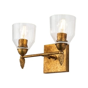 Bowery Hill 2-light Acorn-shaped Bath Vanity Light in Distressed Gold