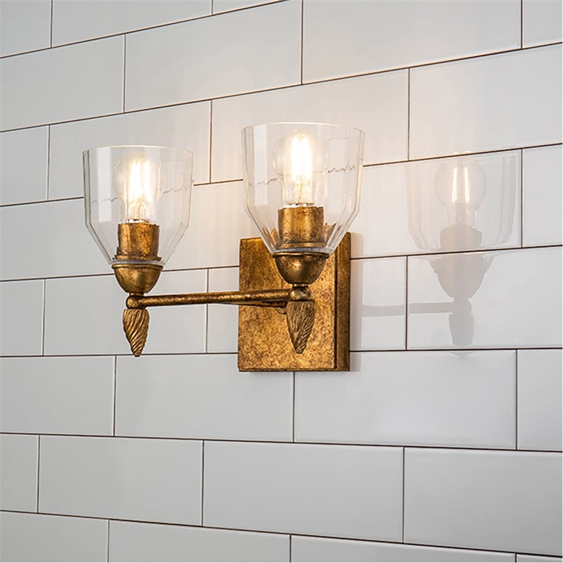 Bowery Hill 2-light Acorn-shaped Bath Vanity Light in Distressed Gold