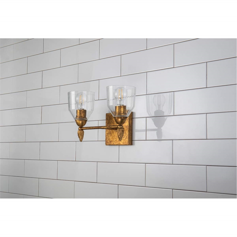 Bowery Hill 2-light Acorn-shaped Bath Vanity Light in Distressed Gold