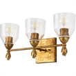 Bowery Hill 3-light Flame-shaped Bath Vanity Light in Antique Gold