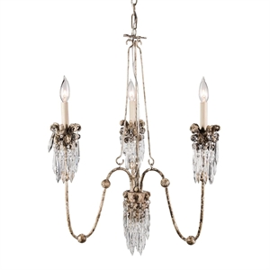 Bowery Hill 3-light Crystal Chandelier in Hand-painted Beige Patina