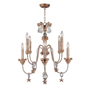 Bowery Hill Transitional 8-light 2-Tier Resin Chandelier in Antique Gold