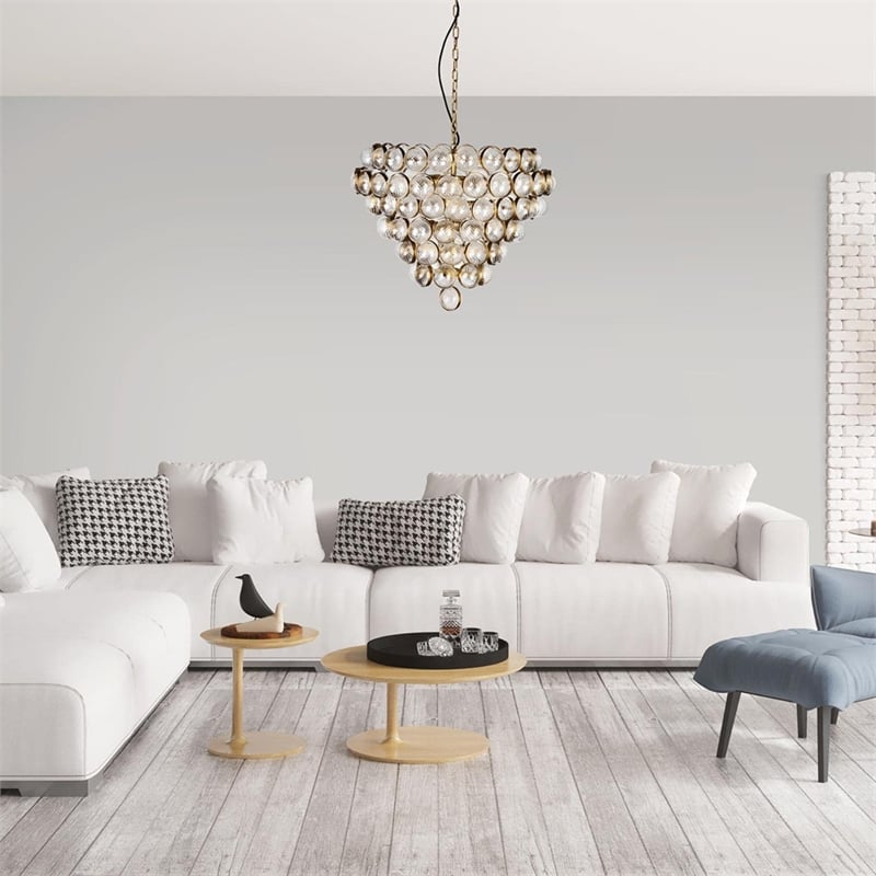 Bowery Hill Transitional Bouquet 8-light Glass Chandelier in Aged Brass