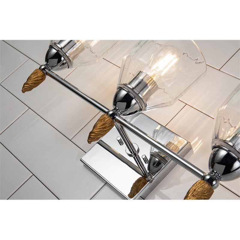 Bowery Hill 3-light Gold Acorn-shaped Bath Vanity Light in Chrome