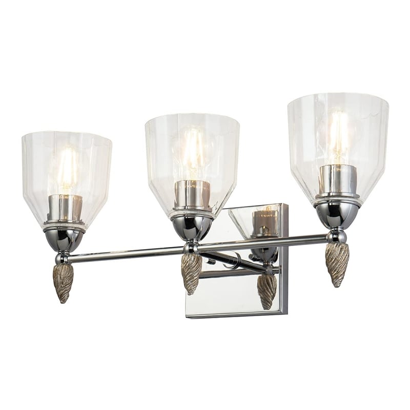 Bowery Hill 3-light Silver Acorn-shaped Bath Vanity Light in Chrome