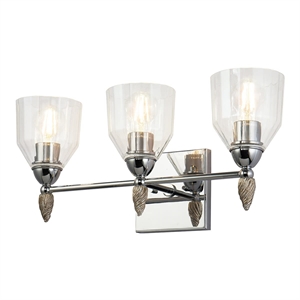 Bowery Hill 3-light Silver Acorn-shaped Bath Vanity Light in Chrome