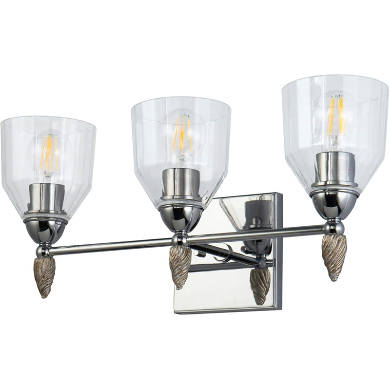 Bowery Hill 3-light Silver Acorn-shaped Bath Vanity Light in Chrome