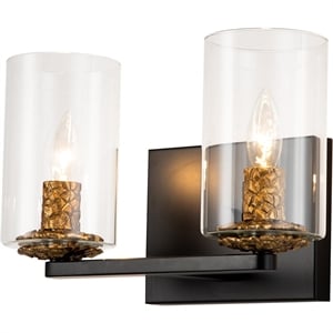Bowery Hill Transitional 2-light Metal Bath Vanity Light in Matte Black
