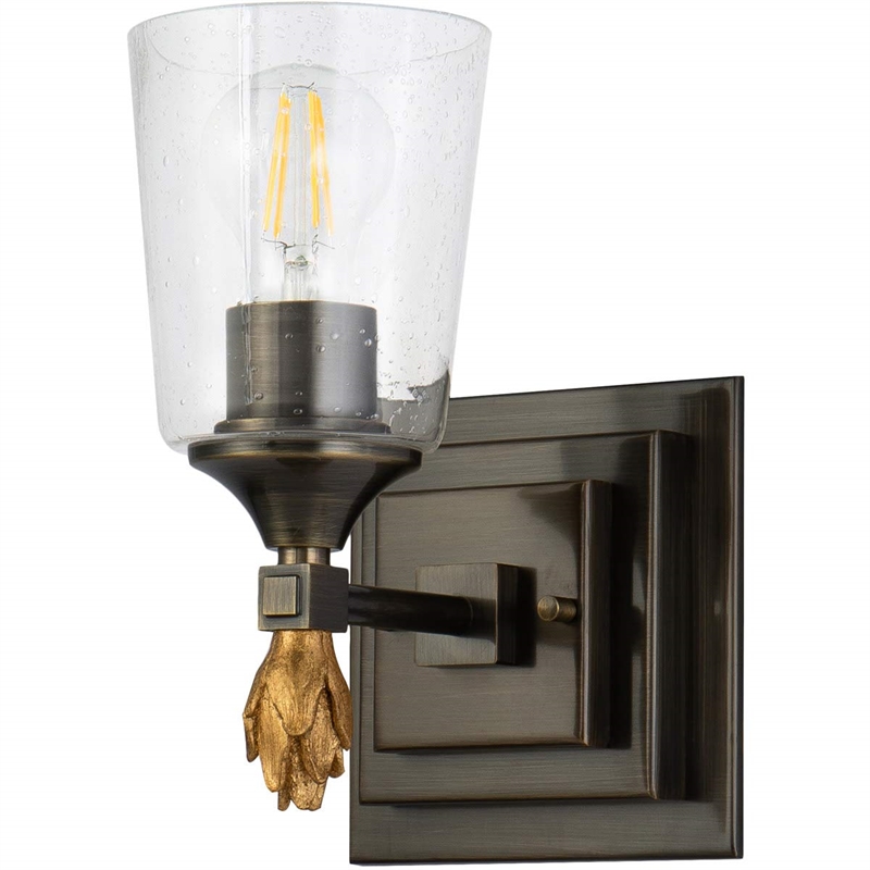 Bowery Hill 1-light Flame-shaped Bath Vanity Light in Dark Bronze
