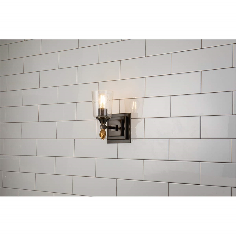 Bowery Hill 1-light Flame-shaped Bath Vanity Light in Dark Bronze