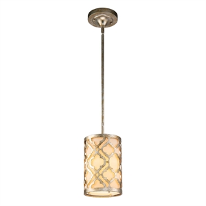 Bowery Hill Transitional 1-light Metal Mini Pendant in Distressed Silver