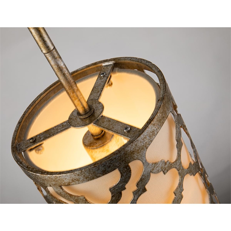Bowery Hill Transitional 1-light Metal Mini Pendant in Distressed Silver