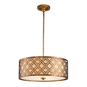 Bowery Hill 21&quot 3-light Metal Large Pendant in Distressed Gold
