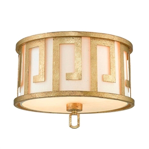 Bowery Hill 15&quot 2-Light Transitional Metal Flush Mount in Gold Leaf