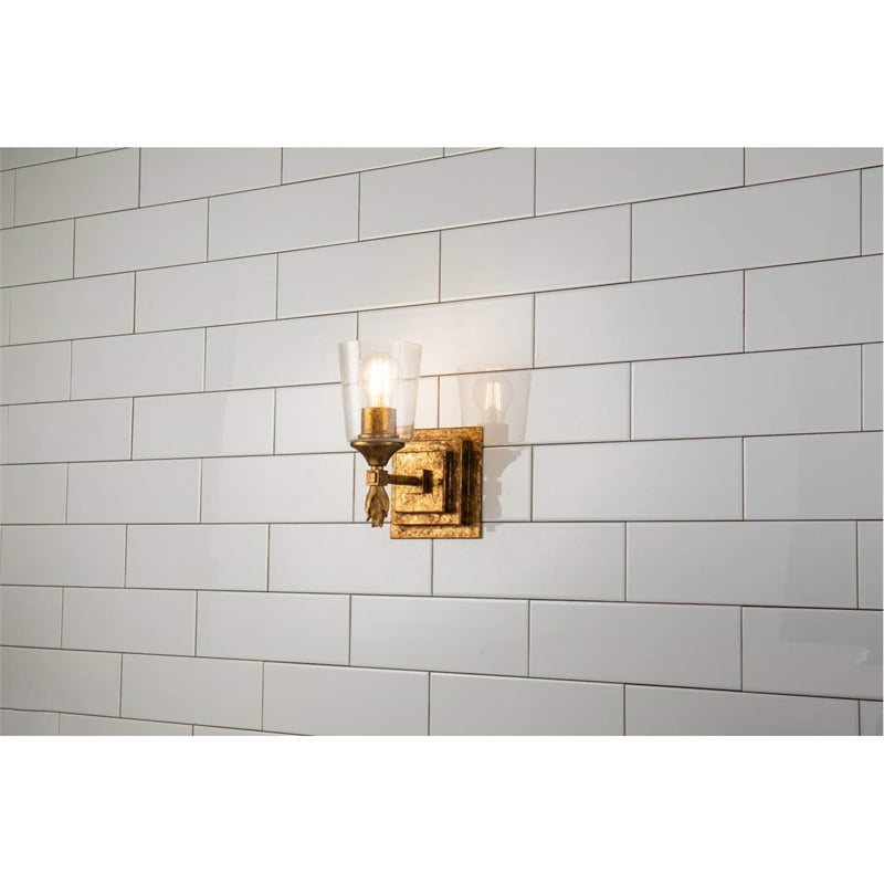 Bowery Hill 1-light Flame-shaped Bath Vanity Light in Gold Leaf