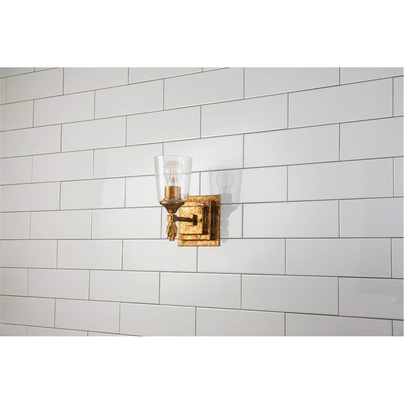 Bowery Hill 1-light Flame-shaped Bath Vanity Light in Gold Leaf