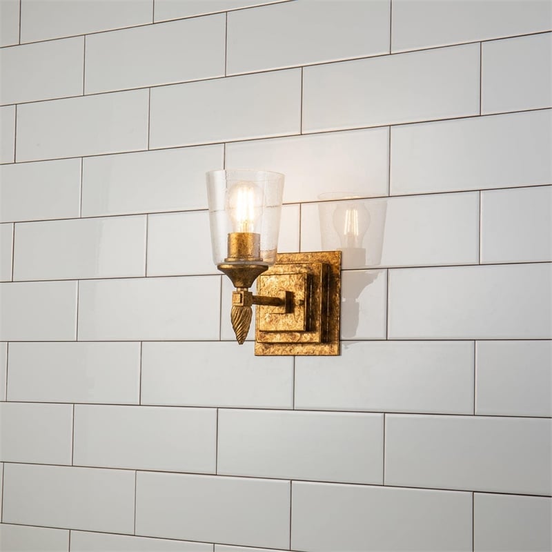 Bowery Hill 1-light Acorn-shaped Bath Vanity Light in Gold Leaf